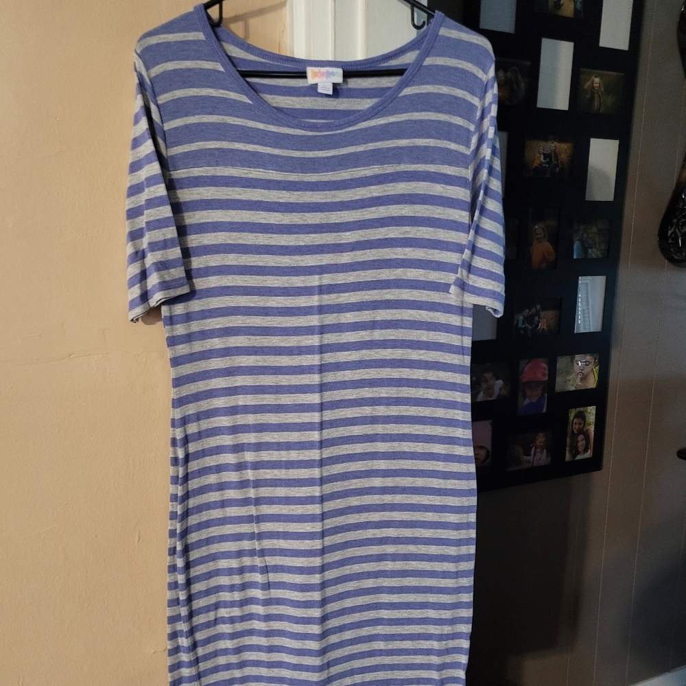 LuLa Roe, Size L, Dress, Color Purplelish Blue/ Grey,